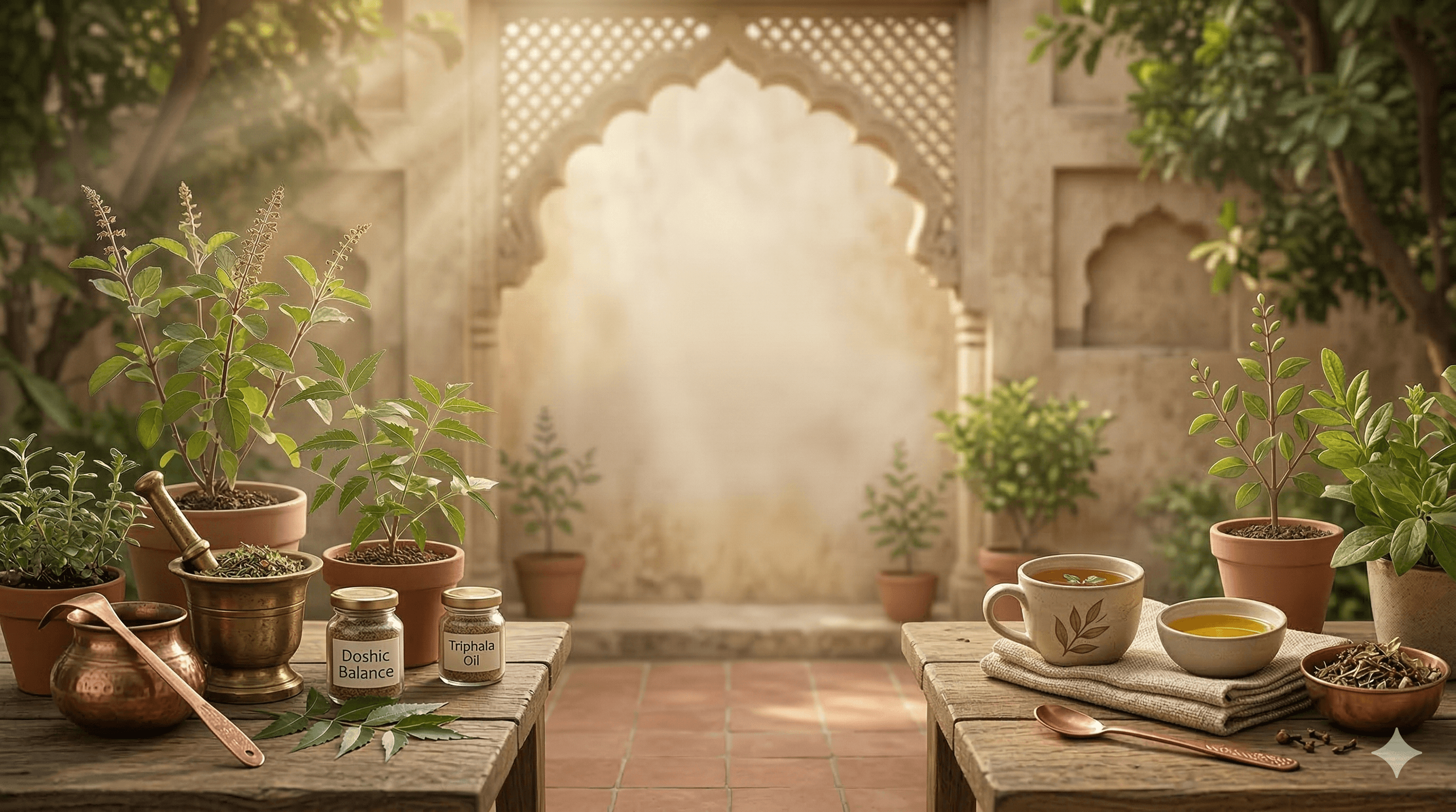Ayurvedic background with herbs and spices